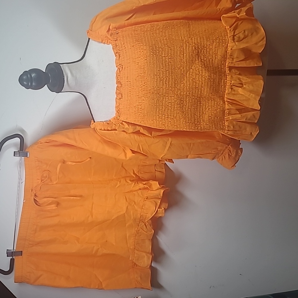Rebdolls Vibrant Orange Smocked Blouse